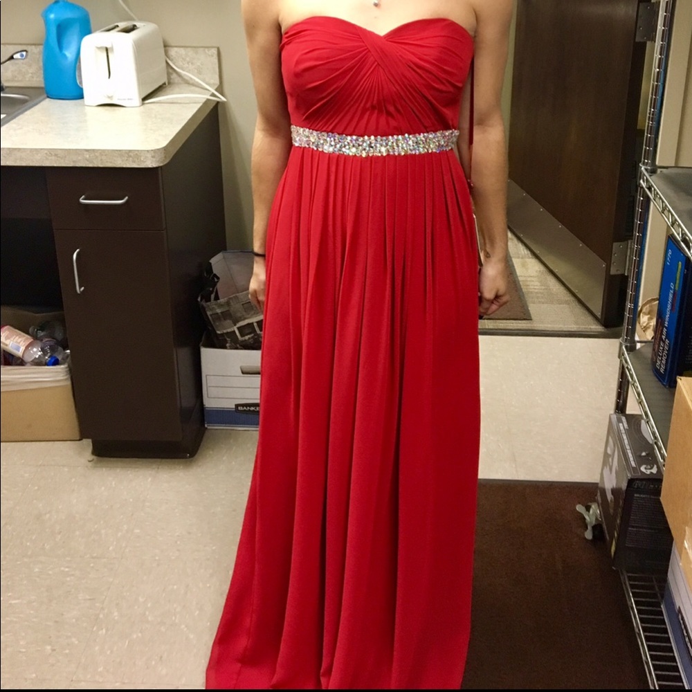 Formal red strapless dress